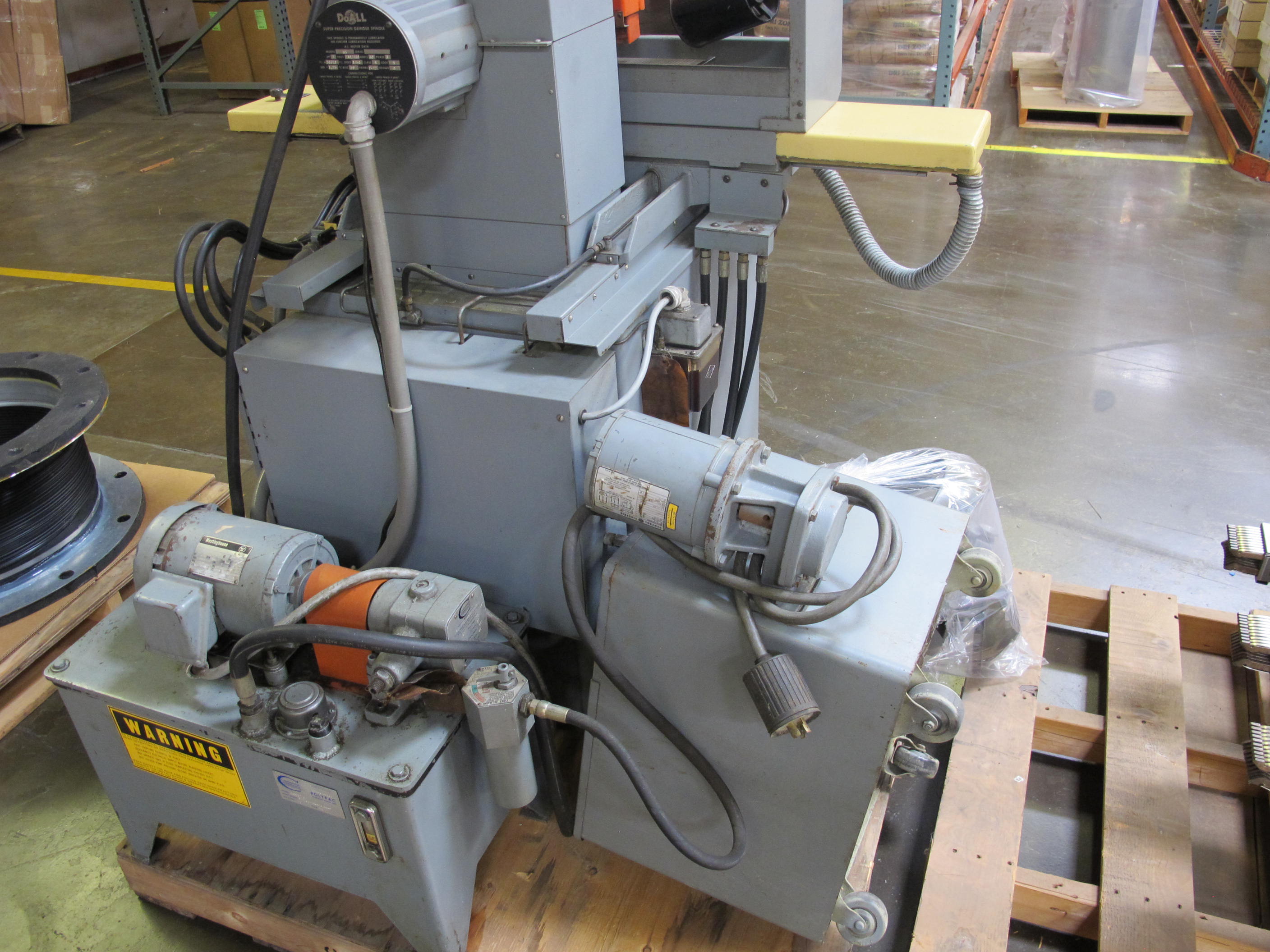 LOT TO INCLUDE: (1) DOALL SUPER PRECISION GRINDING SPINDLE, MACHINE MODEL# VS618-2, 440 V, 3 PHASE, 60 HZ, 3.95 A, ATTACHED WESTINGHOUSE AC MOTOR, 1 HP, 1725 RPM, TYPE SPFO, 230/460 V, 3 PHASE, 3.6 A, (7) FACE SHIELDS. LOADING & HANDLING FEE $15-4022